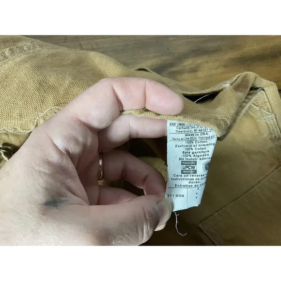 Kids Carhartt Overalls Canvas Bib Double Knee Pants Brown Youth 4 - Picture 7 of 12